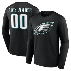 Philadelphia Eagles Team Authentic Personalized Name & Number Long Sleeve T-Shirt Black