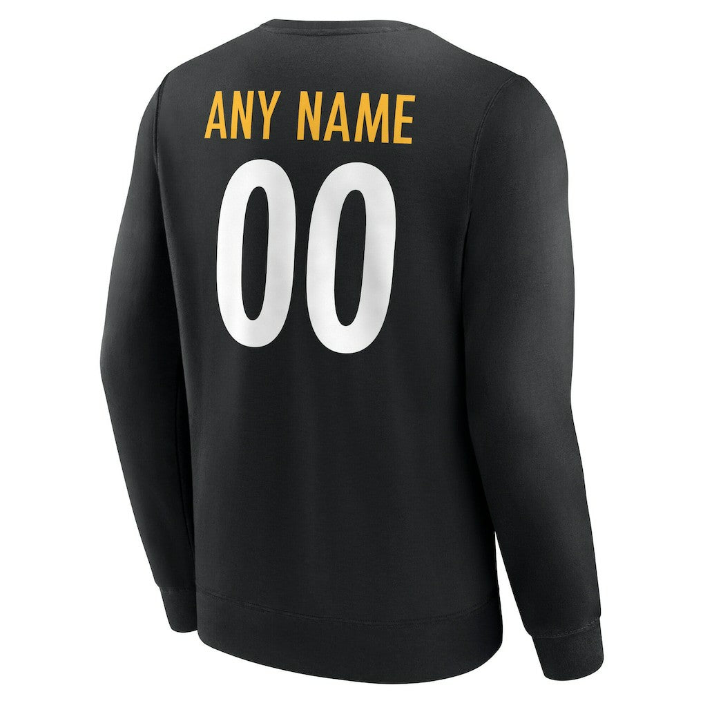 Pittsburgh Steelers Team Authentic Personalized Name & Number Sweatshirt Black