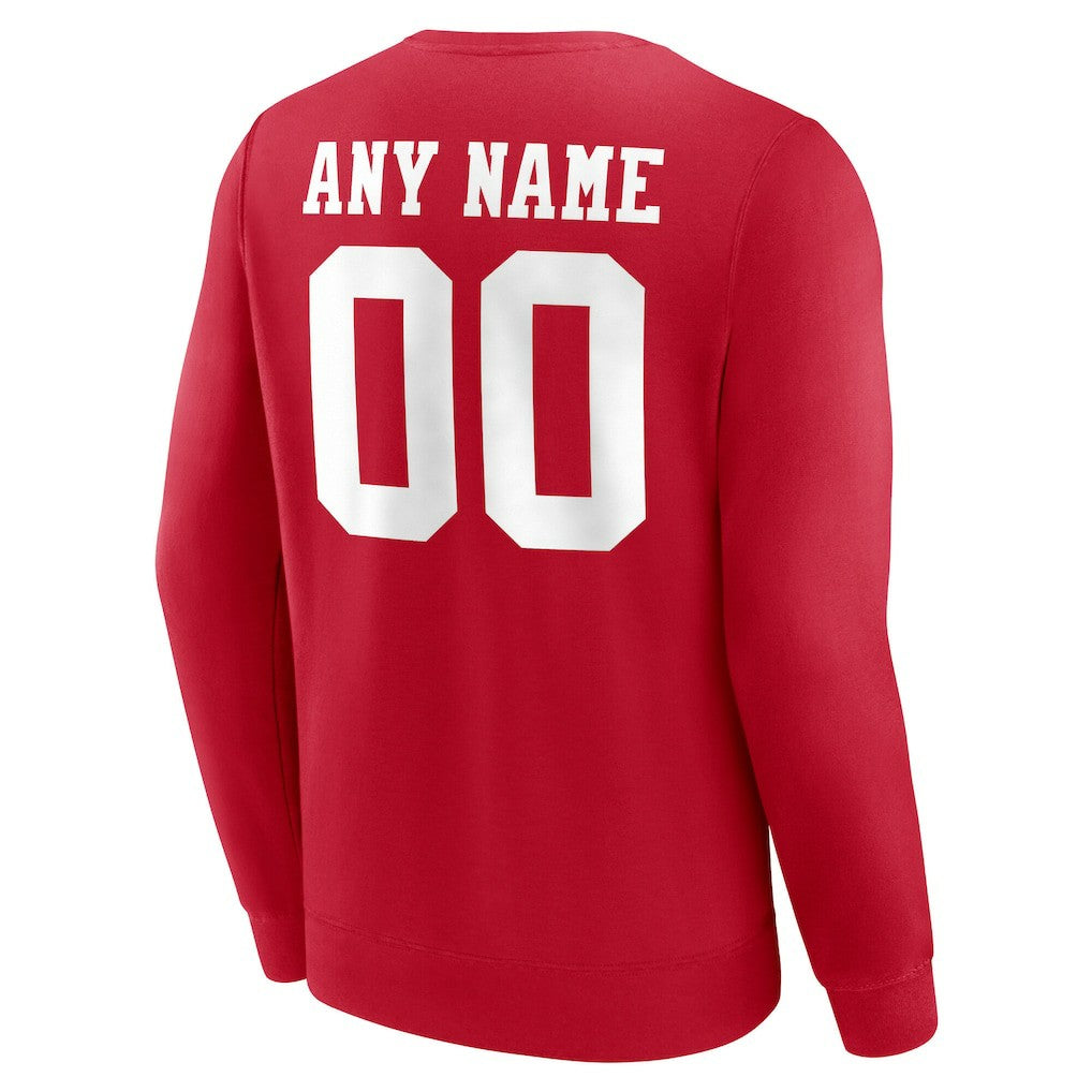 San Francisco 49ers Team Authentic Personalized Name & Number Sweatshirt Scarlet