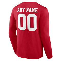 San Francisco 49ers Team Authentic Personalized Name & Number Long Sleeve T-Shirt Scarlet