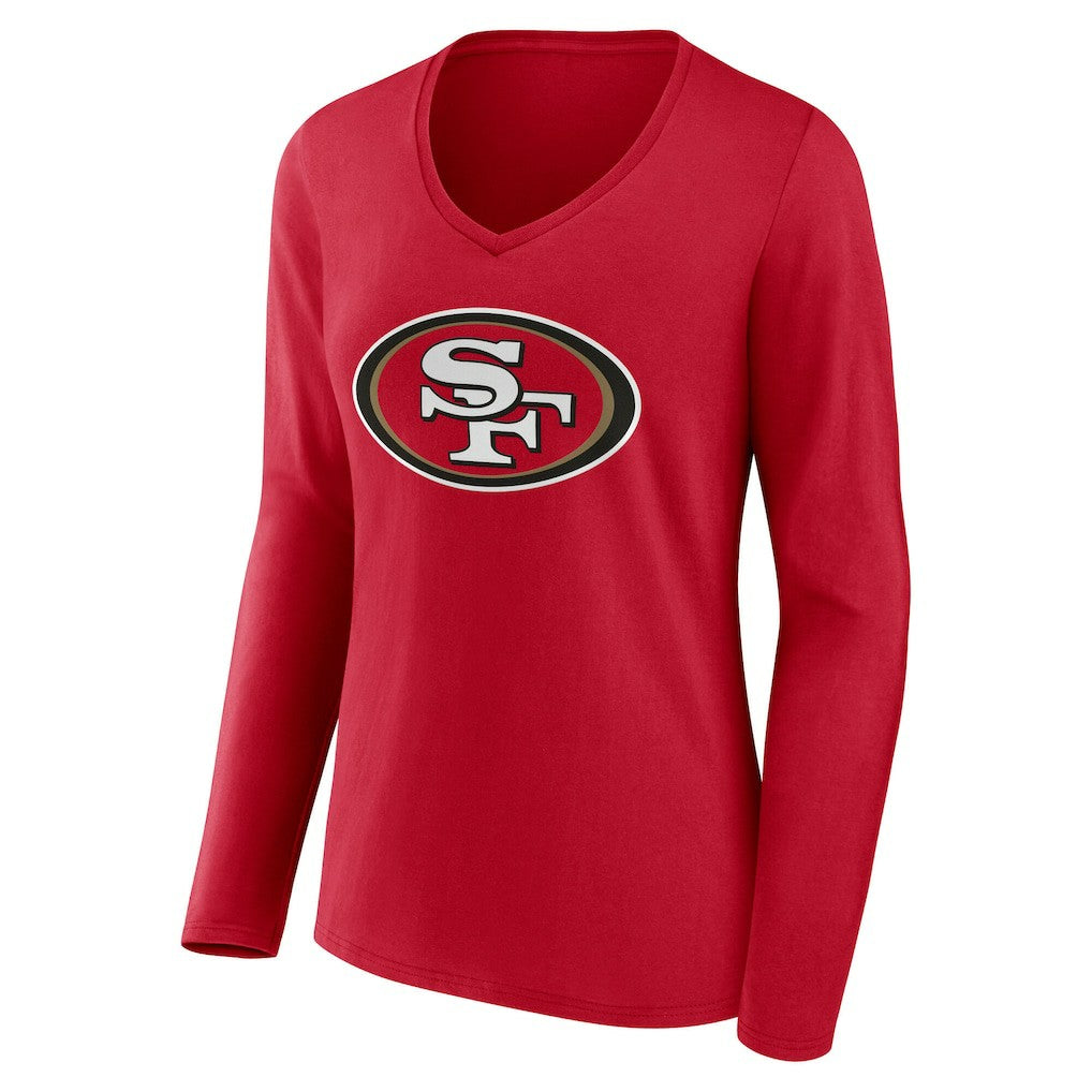 San Francisco 49ers Women's Team Authentic Personalized Name & Number Long Sleeve V-Neck T-Shirt Scarlet