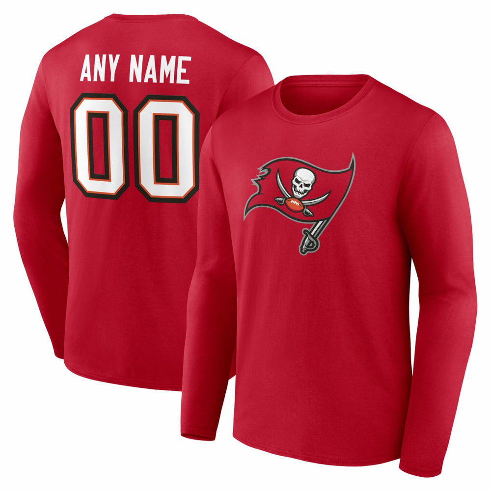 Tampa Bay Buccaneers Team Authentic Personalized Name & Number Long Sleeve T-Shirt Red