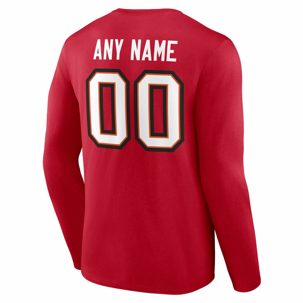 Tampa Bay Buccaneers Team Authentic Personalized Name & Number Long Sleeve T-Shirt Red