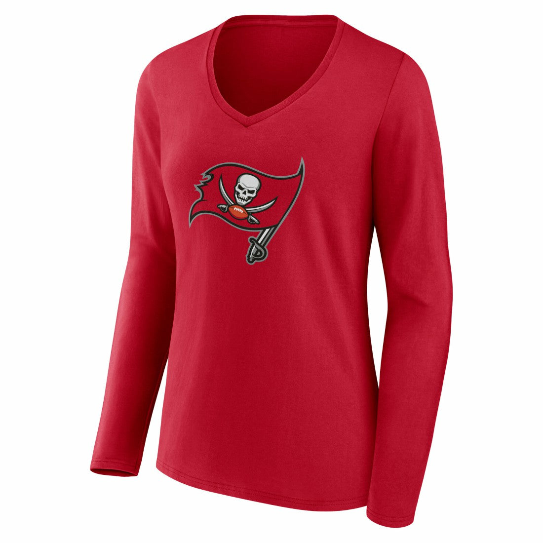 Tampa Bay Buccaneers Women's Team Authentic Personalized Name & Number Long Sleeve V-Neck T-Shirt Red