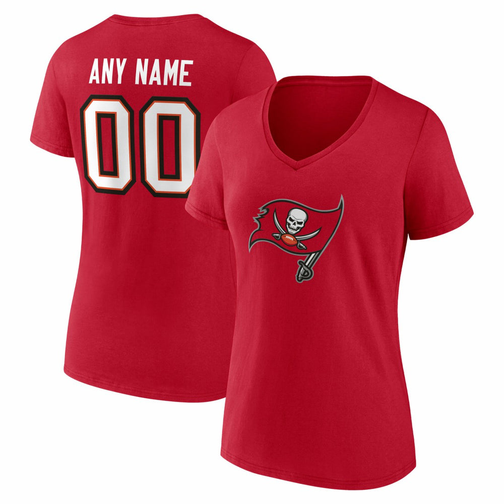 Tampa Bay Buccaneers Women's Team Authentic Personalized Name & Number V-Neck T-Shirt Red