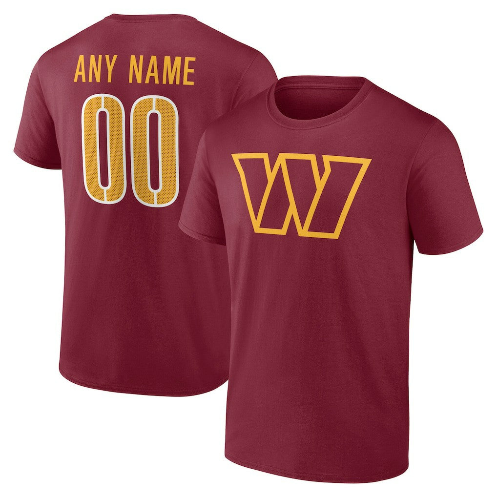 Washington Commanders Team Authentic Personalized Name & Number T-Shirt Burgundy