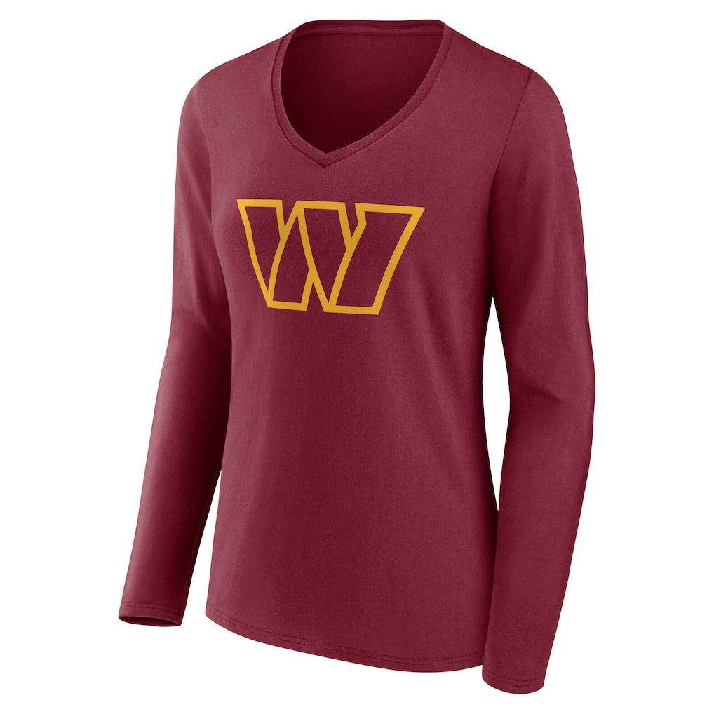 Washington Commanders Women's Team Authentic Personalized Name & Number Long Sleeve V-Neck T-Shirt Burgundy