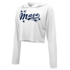 Drake Maye New England Patriots Majestic Threads Women's Glitter Wordmark Hoodie White