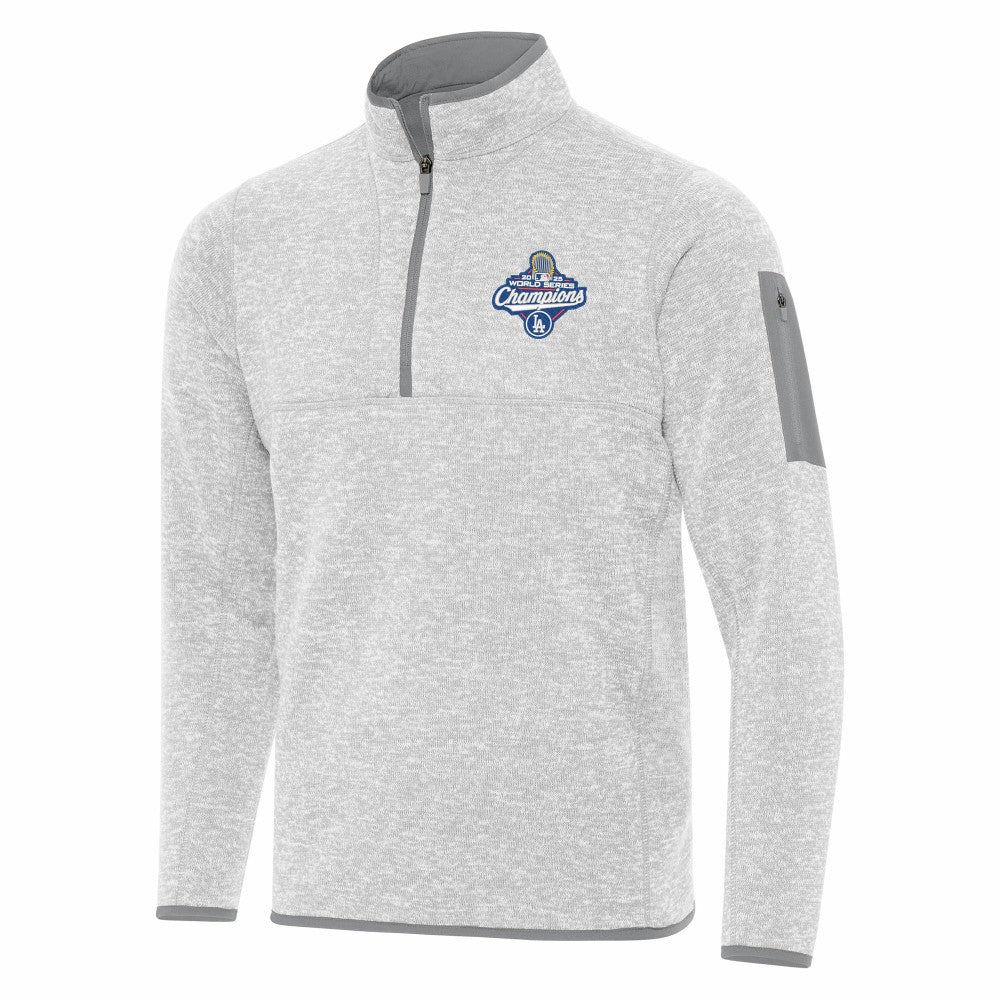 Los Angeles Dodgers Antigua 2025 World Series Champions Fortune Quarter-Zip Jacket - Heather Gray - MLB on Sale