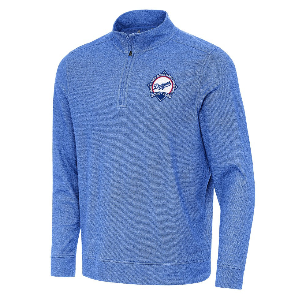 Los Angeles Dodgers Antigua Back-to-Back World Series Champions Subtle Quarter-Zip Pullover - Heather Royal - MLB Discount