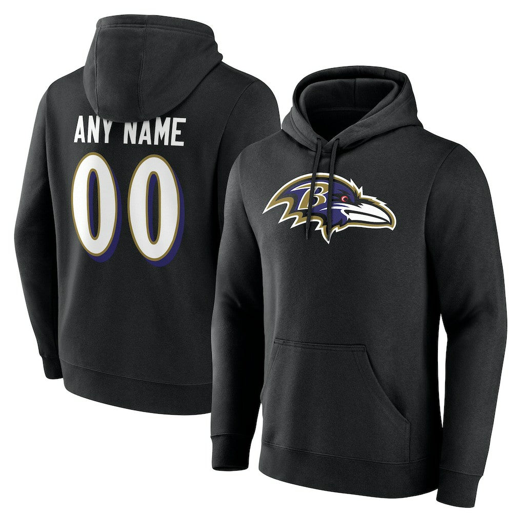 Baltimore Ravens Big & Tall Team Authentic Custom Hoodie Black
