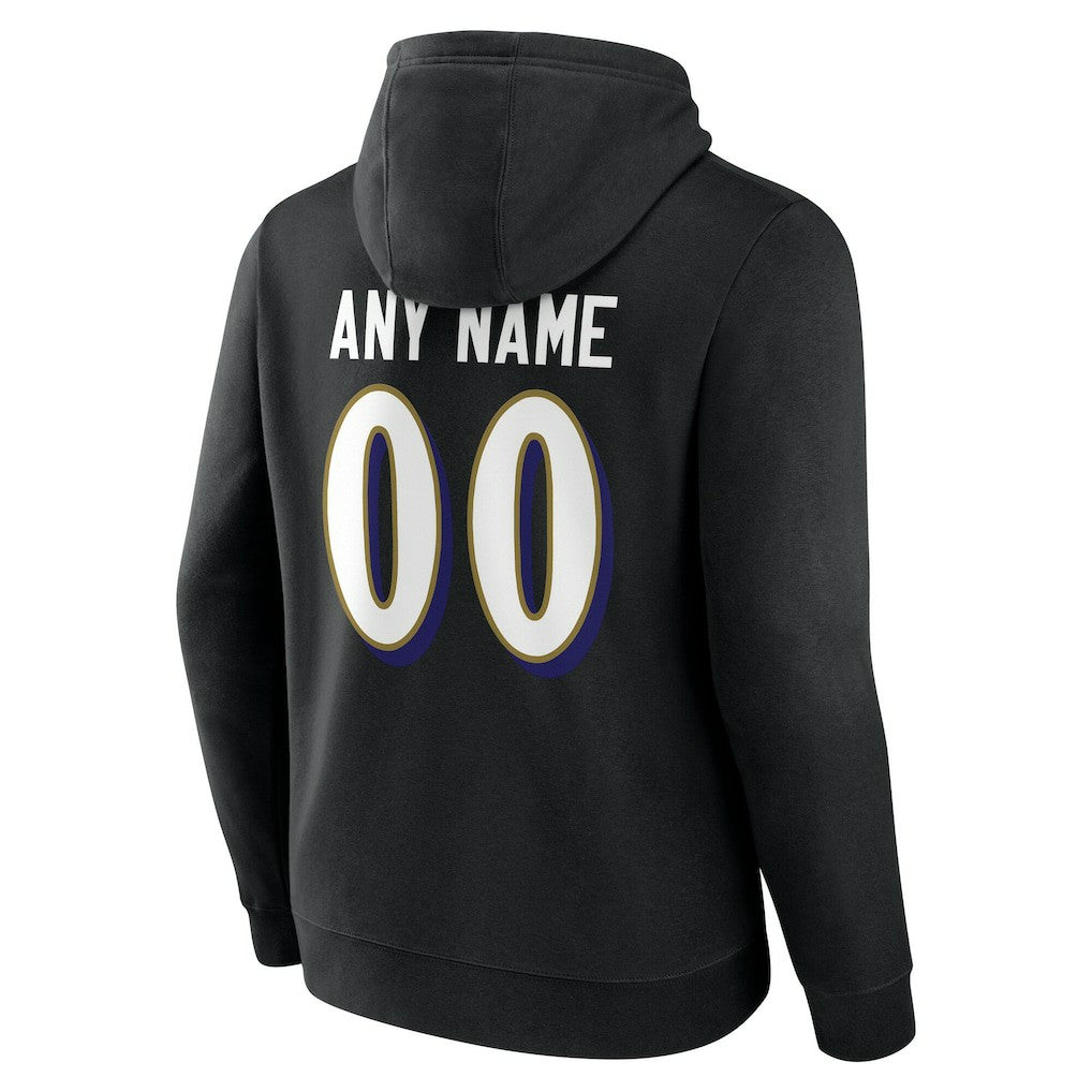 Baltimore Ravens Big & Tall Team Authentic Custom Hoodie Black