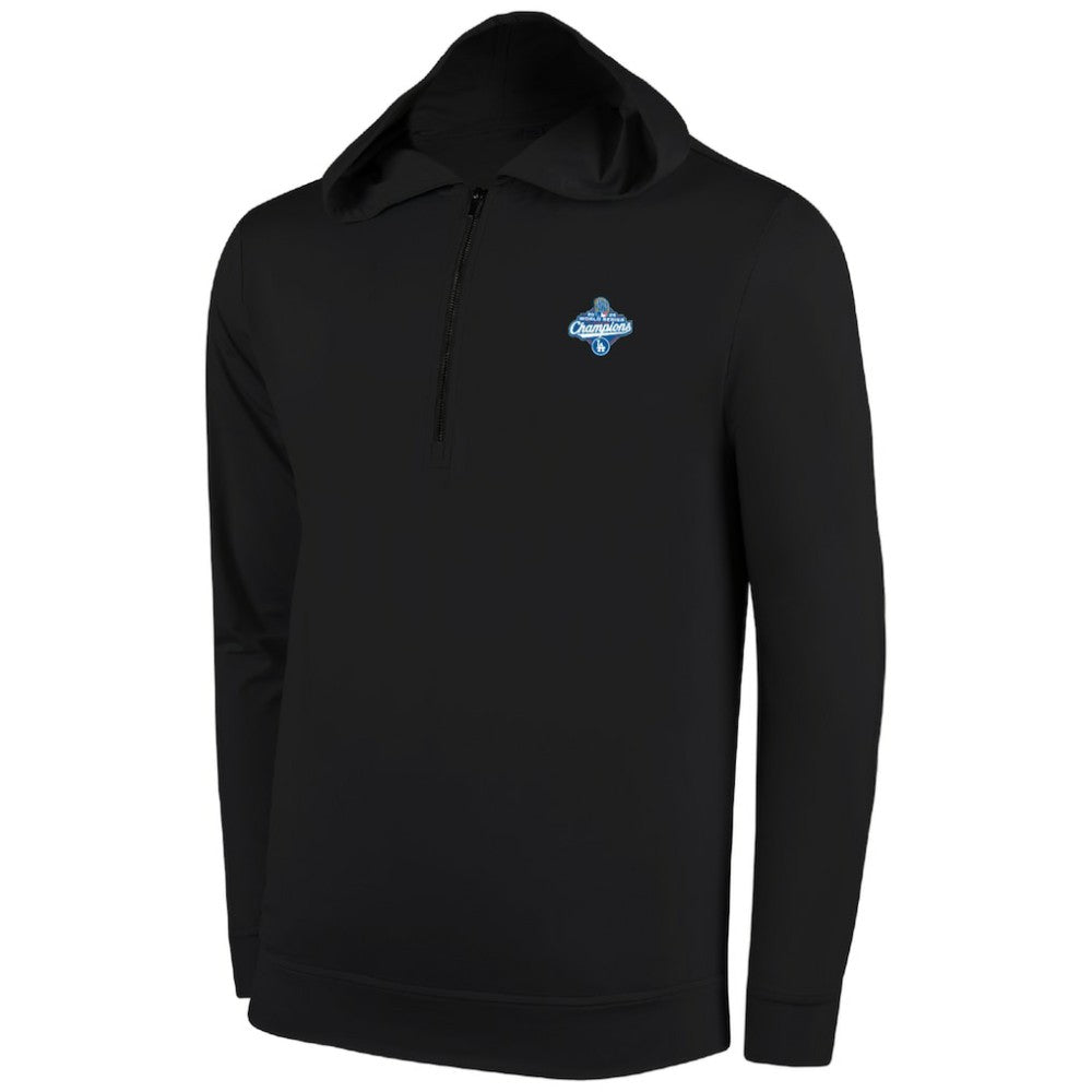 Los Angeles Dodgers 2025 World Series Champions Seabreeze Half-Zip Hoodie - Black - MLB Discount