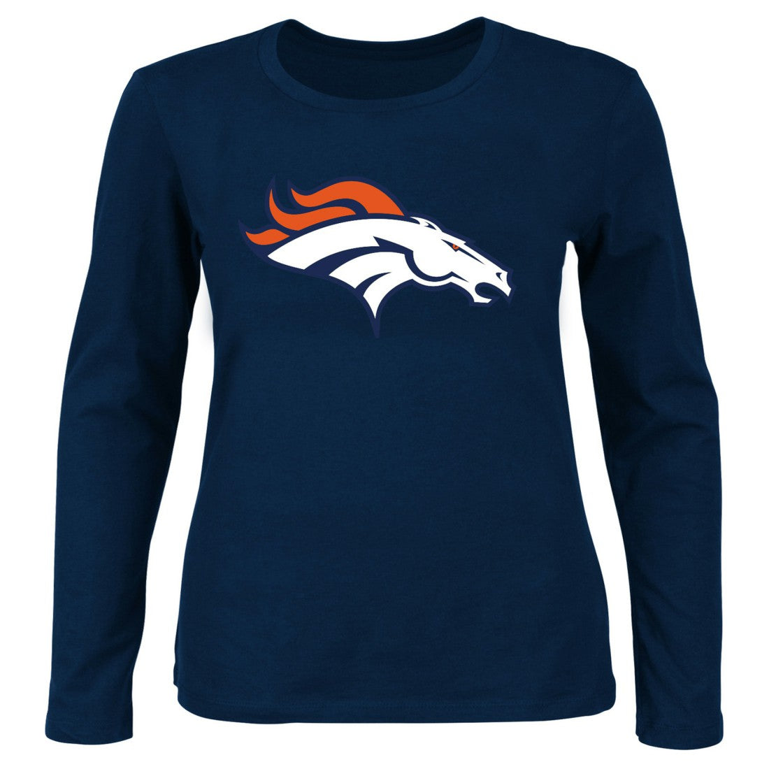 Fanatics Denver Broncos Women's Plus Size Scoop Neck Long Sleeve T-Shirt Navy