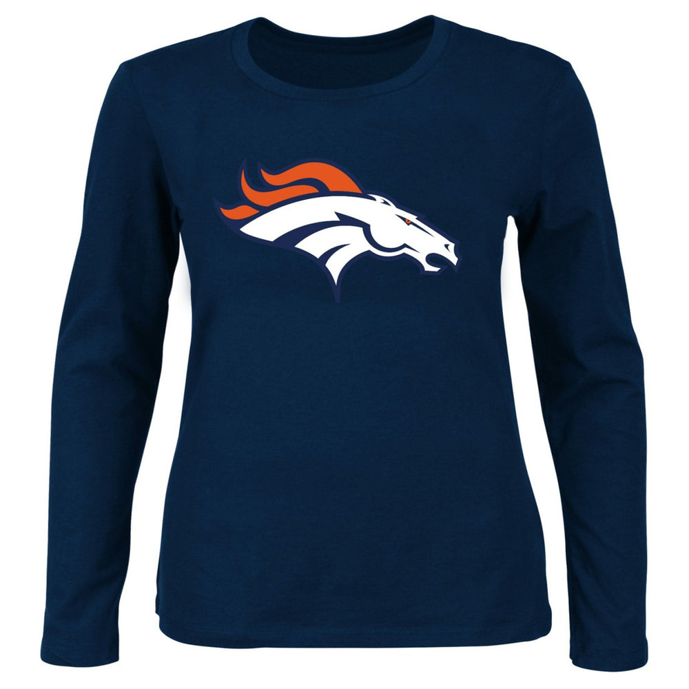 Fanatics Denver Broncos Women's Plus Size Scoop Neck Long Sleeve T-Shirt Navy