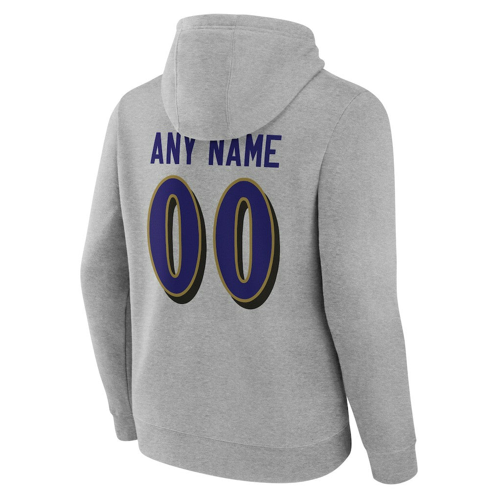 Baltimore Ravens Big & Tall Team Authentic Custom Hoodie Gray