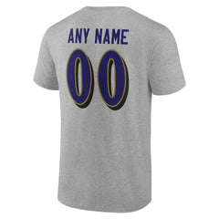 Baltimore Ravens Big & Tall Team Authentic Custom T-Shirt Gray