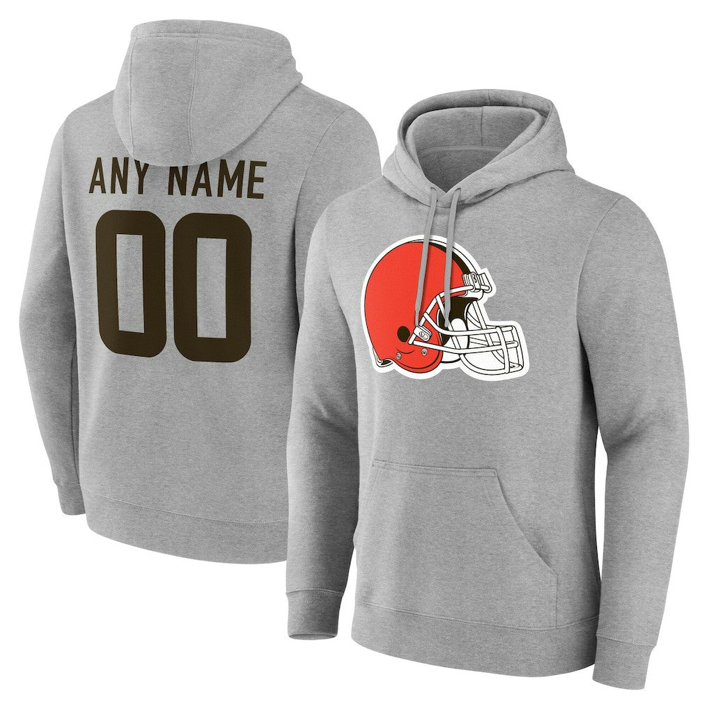 Cleveland Browns Big & Tall Team Authentic Custom Hoodie Gray
