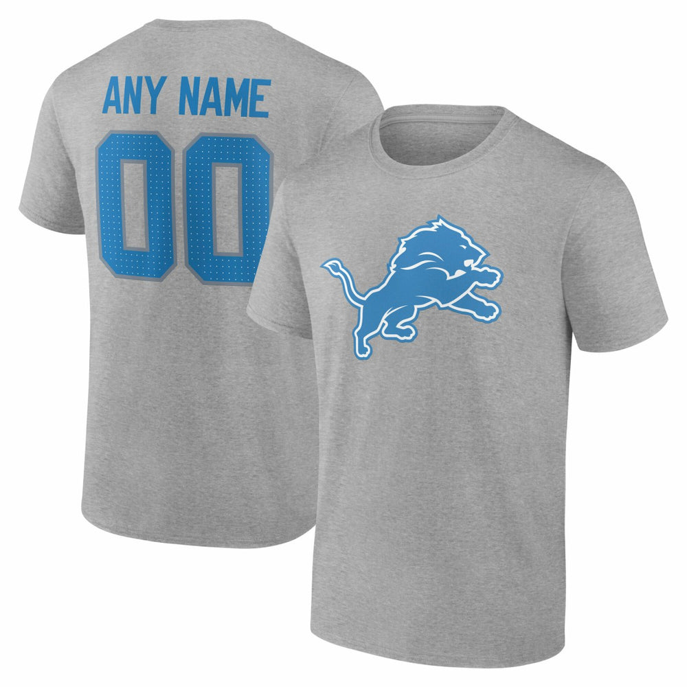 Detroit Lions Big & Tall Team Authentic Custom T-Shirt Gray