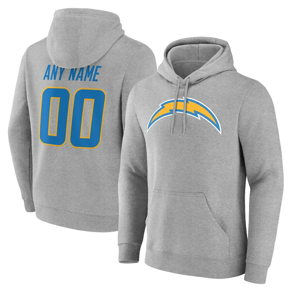 Los Angeles Chargers Big & Tall Team Authentic Custom Hoodie Gray