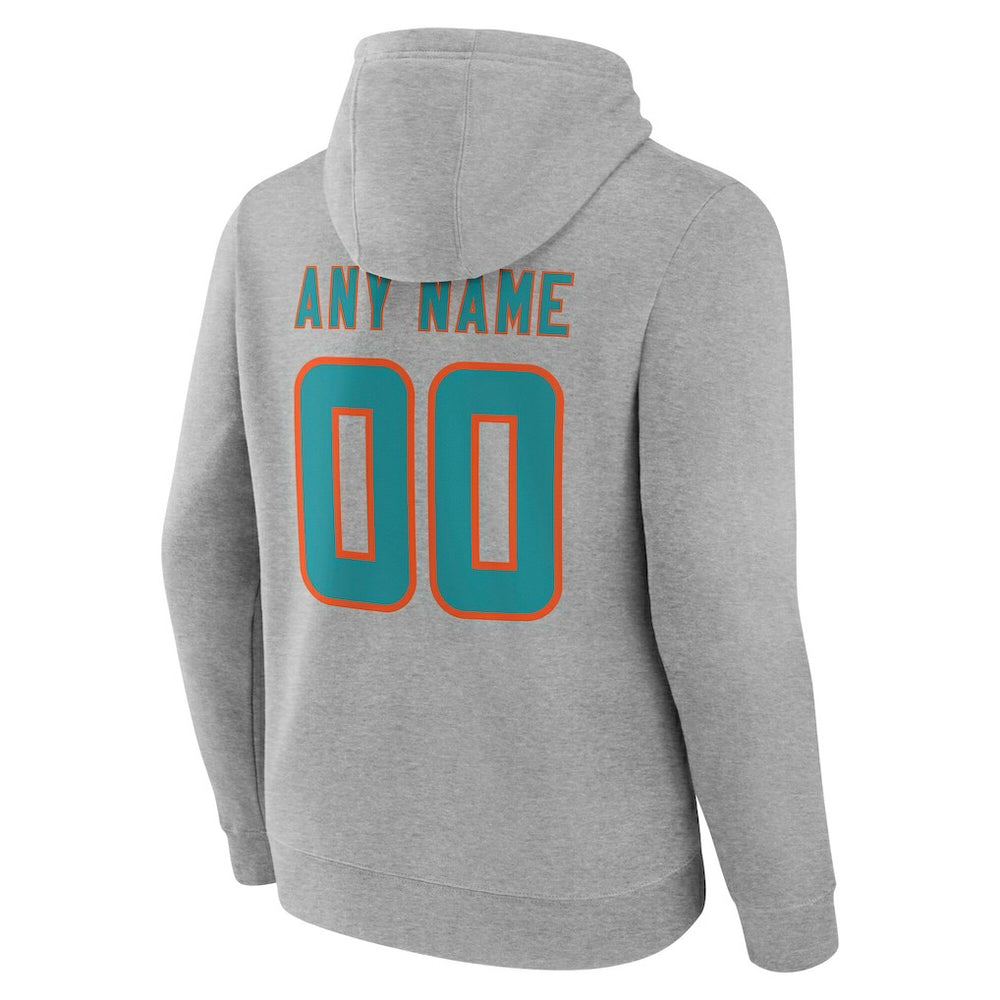 Miami Dolphins Big & Tall Team Authentic Custom Hoodie Gray