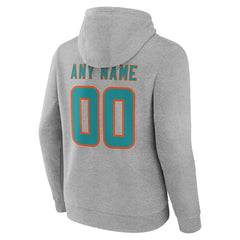 Miami Dolphins Big & Tall Team Authentic Custom Hoodie Gray
