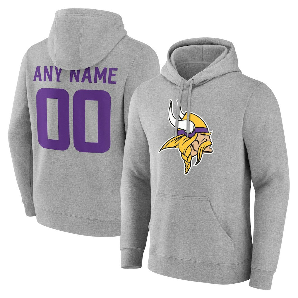 Minnesota Vikings Big & Tall Team Authentic Custom Hoodie Gray