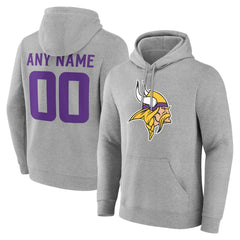 Minnesota Vikings Big & Tall Team Authentic Custom Hoodie Gray