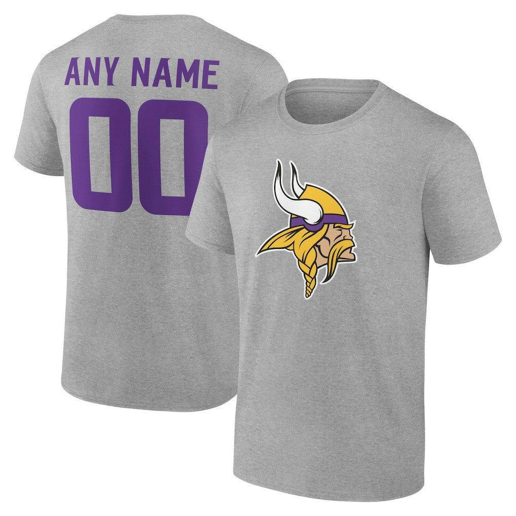 Minnesota Vikings Big & Tall Team Authentic Custom T-Shirt Gray