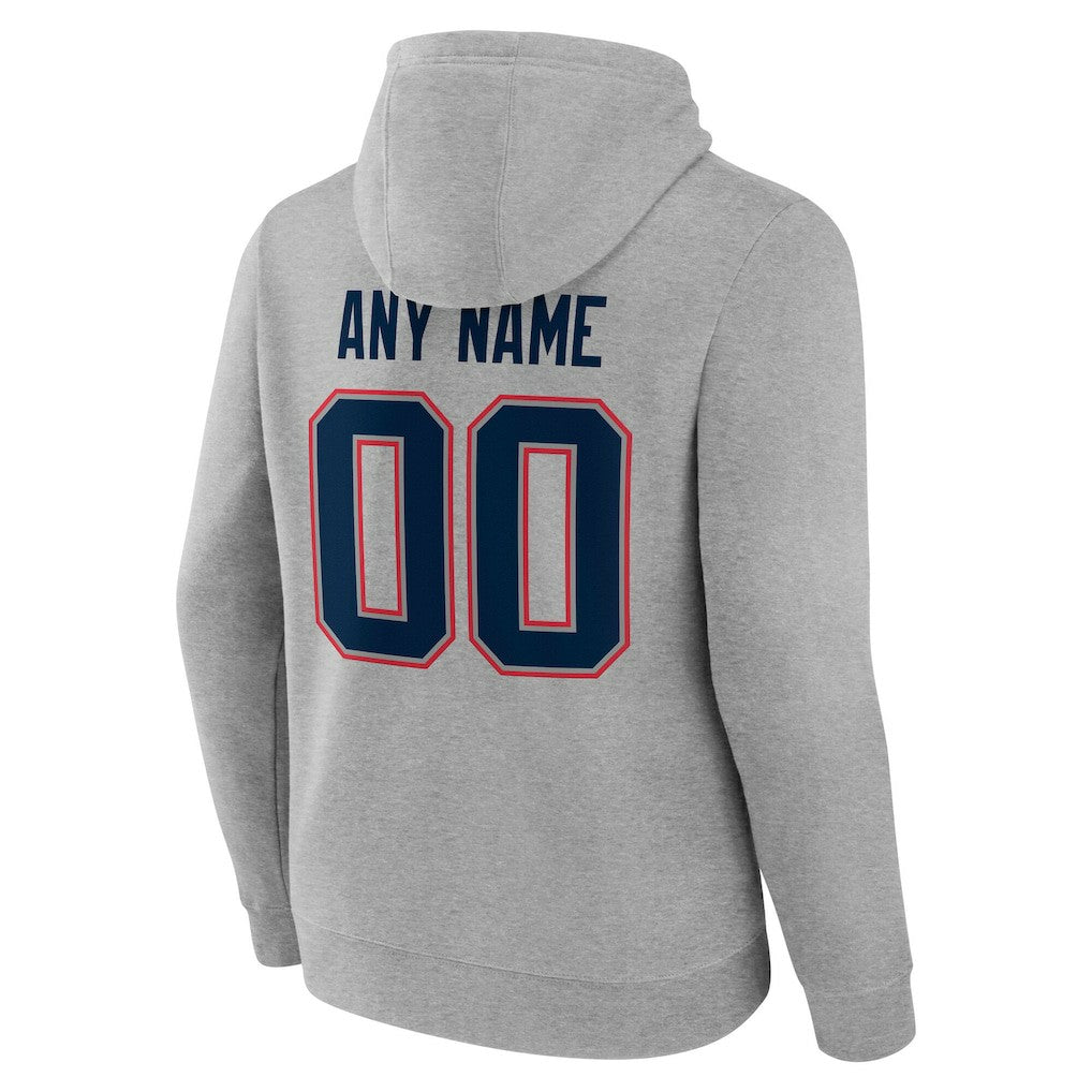 New England Patriots Big & Tall Team Authentic Custom Hoodie Gray