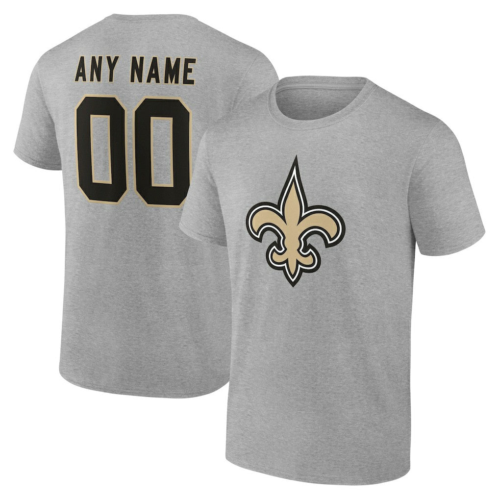 New Orleans Saints Big & Tall Team Authentic Custom T-Shirt Gray