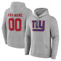 New York Giants Big & Tall Team Authentic Custom Hoodie Gray