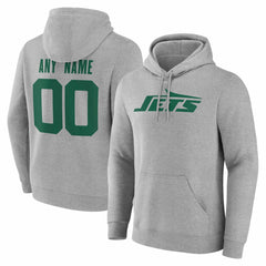 New York Jets Big & Tall Team Authentic Custom Hoodie Gray