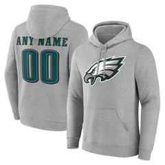 Philadelphia Eagles Big & Tall Team Authentic Custom Hoodie Gray