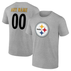 Pittsburgh Steelers Big & Tall Team Authentic Custom T-Shirt Gray