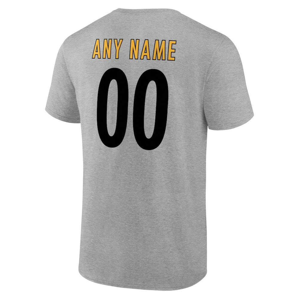 Pittsburgh Steelers Big & Tall Team Authentic Custom T-Shirt Gray