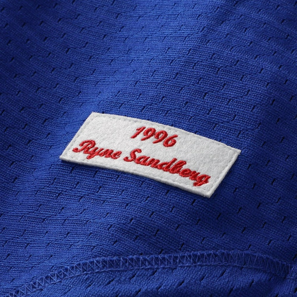Ryne Sandberg Chicago Cubs Mitchell & Ness Cooperstown Collection 1996 Mesh Batting Practice Button-Up Jersey - Royal - Mitchell & Ness Lifestyle