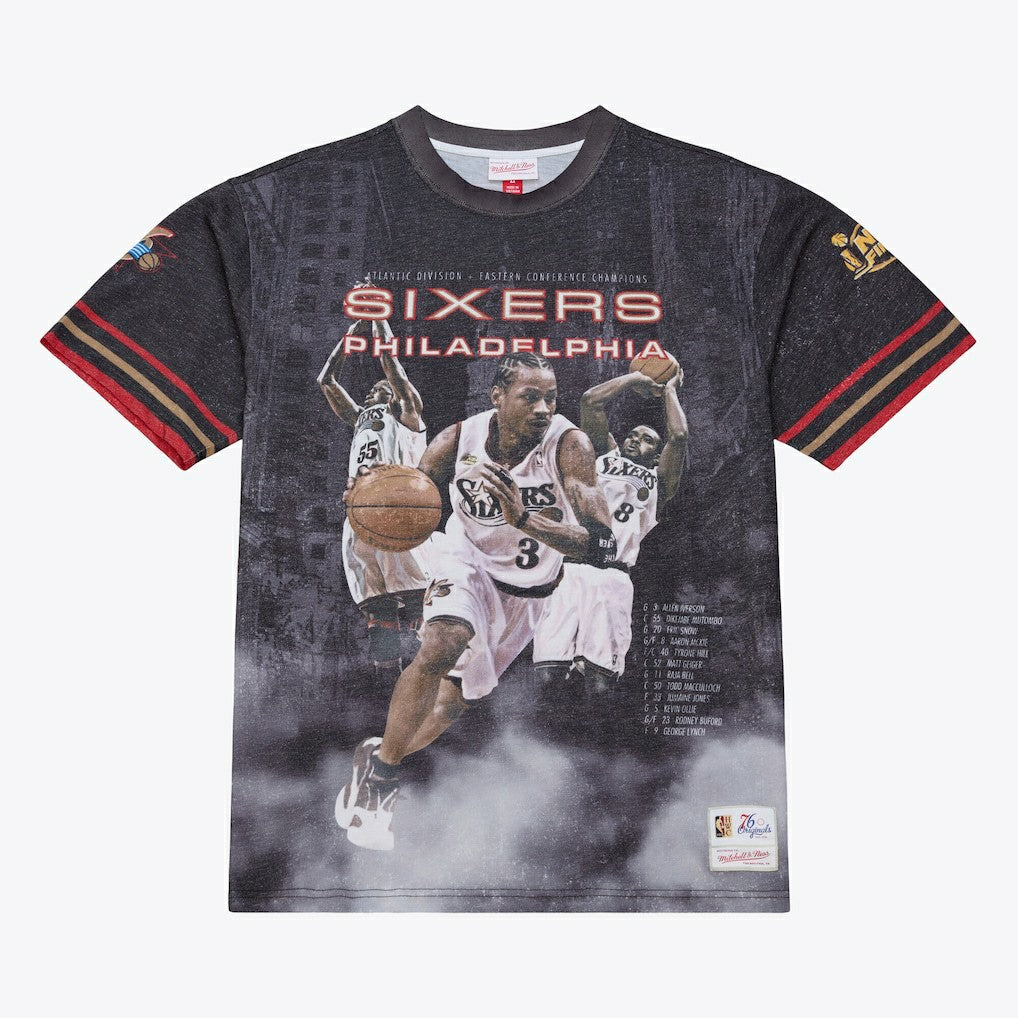 Philadelphia 76ers Hardwood Classics Originals Collection 2000-2001 Team Roster T-Shirt Black | Mitchell & Ness US