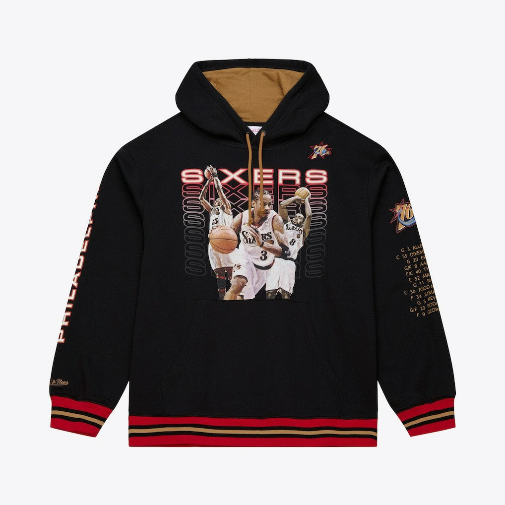 Philadelphia 76ers Hardwood Classics Originals Collection 2000-2001 Team Roster Fleece Hoodie Black | Mitchell & Ness US