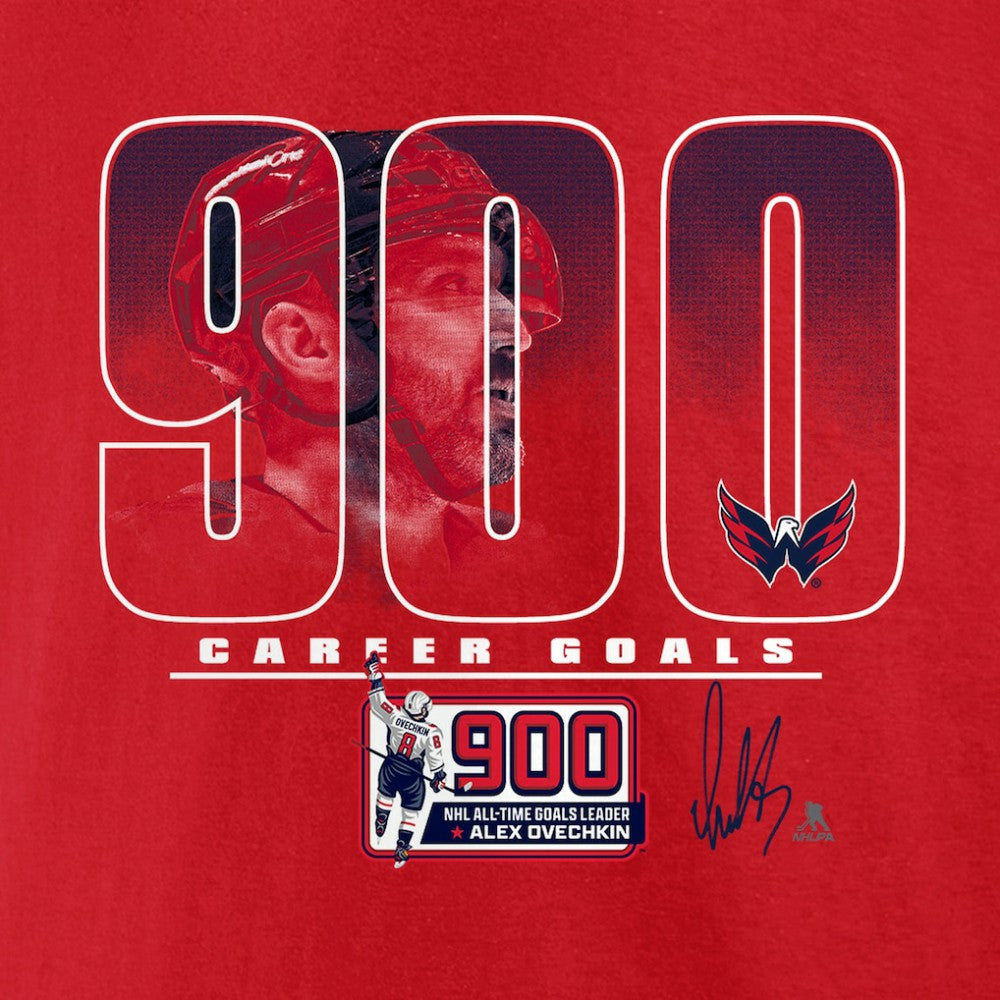 Alexander Ovechkin Washington Capitals 900th Career Goal T-Shirt - Red - NHL 203596086
