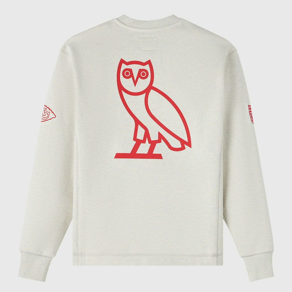 Kansas City Chiefs OVO x NFL Unisex Fleece Sweatshirt Heather Gray