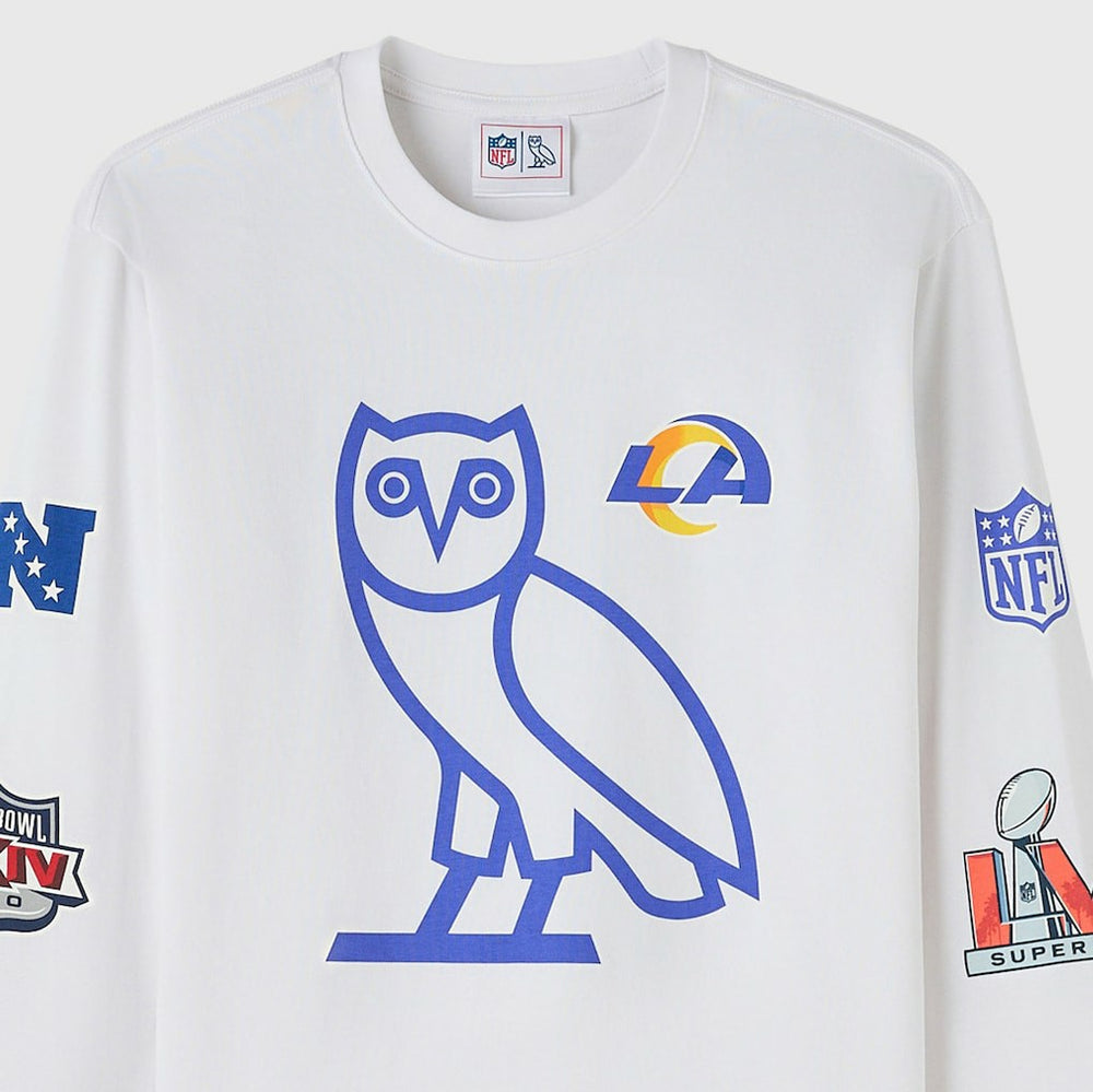 Los Angeles Rams OVO x NFL Unisex Long Sleeve T-Shirt White