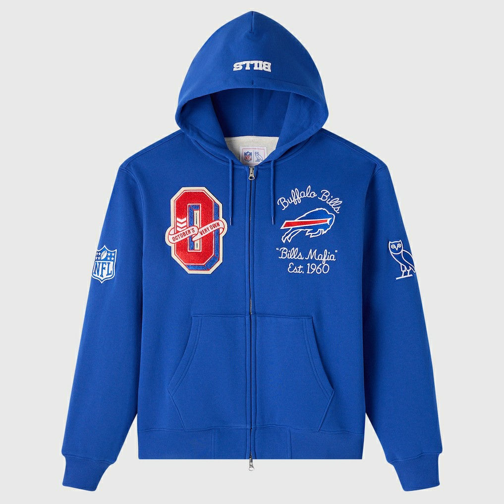 Buffalo Bills OVO x NFL Unisex Full-Zip Waffle-Lined Hoodie Royal