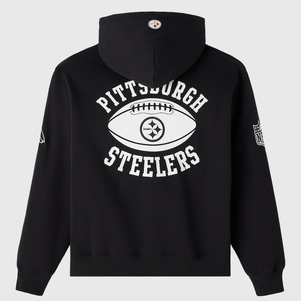 Pittsburgh Steelers OVO x NFL Unisex Full-Zip Waffle-Lined Hoodie Black