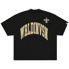 WRLDINVSN x New Orleans Saints Unisex Oversized Arch T-Shirt Black