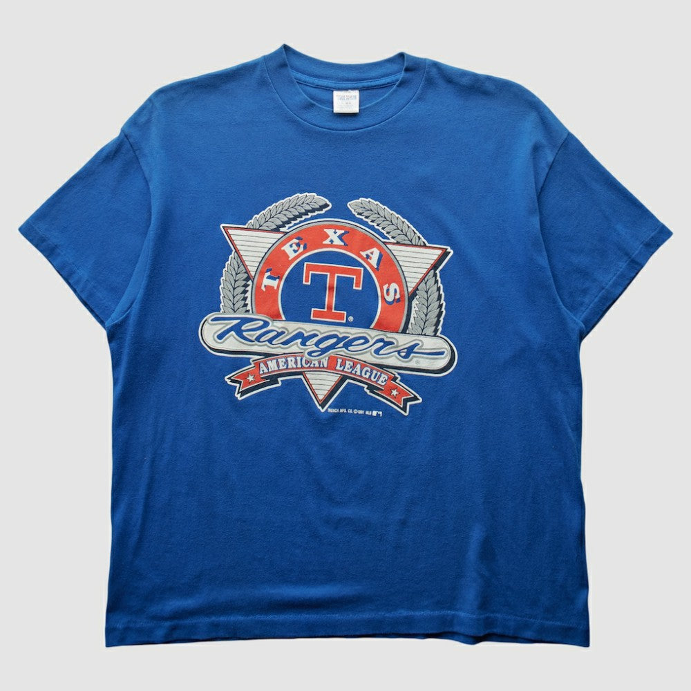 Texas Rangers Trench 1991 T-shirt - Blue - Vintage - Fanatics Online