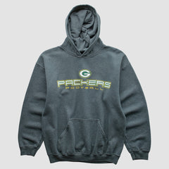 Fanatics Green Bay Packers 2000s Hooded Pullover Sweatshirt Dark Heather Gray Vintage