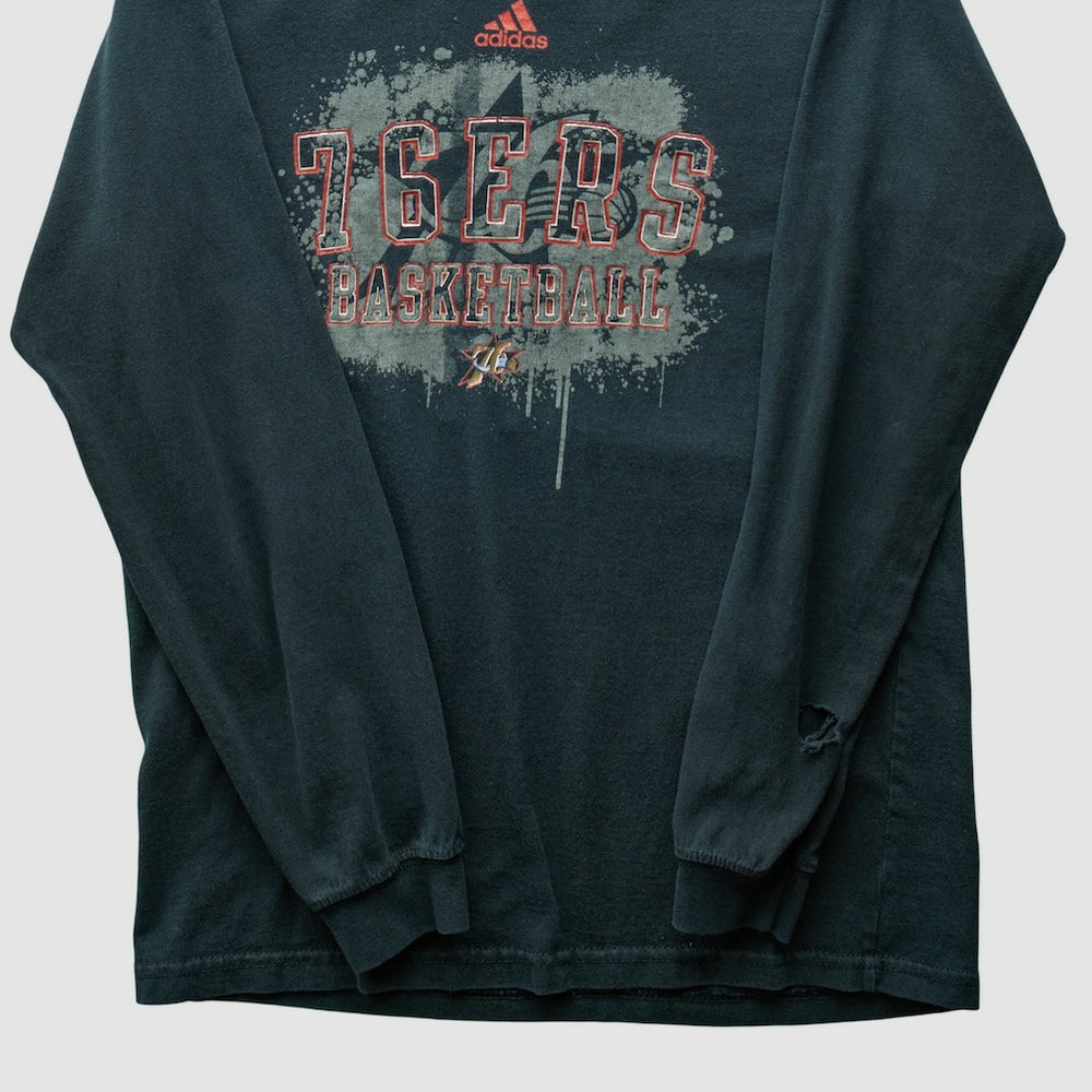 Philadelphia 76ers 2000s Long Sleeve T-shirt Black Vintage | Adidas discount