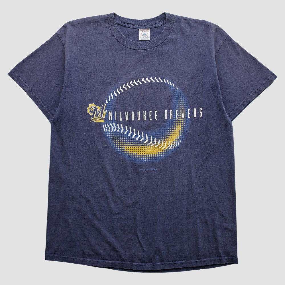 Milwaukee Brewers Logo Athletic 2001 T-shirt - Navy - Vintage - Fanatics on Sale