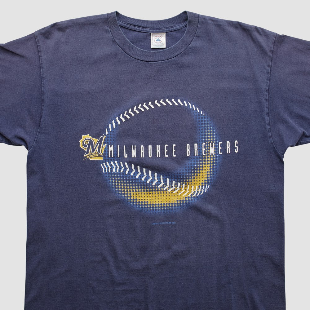 Milwaukee Brewers Logo Athletic 2001 T-shirt - Navy - Vintage - Fanatics on Sale